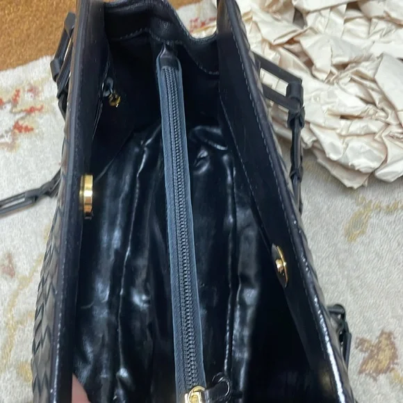 Black woven leather Bottega Veneta shoulder bag